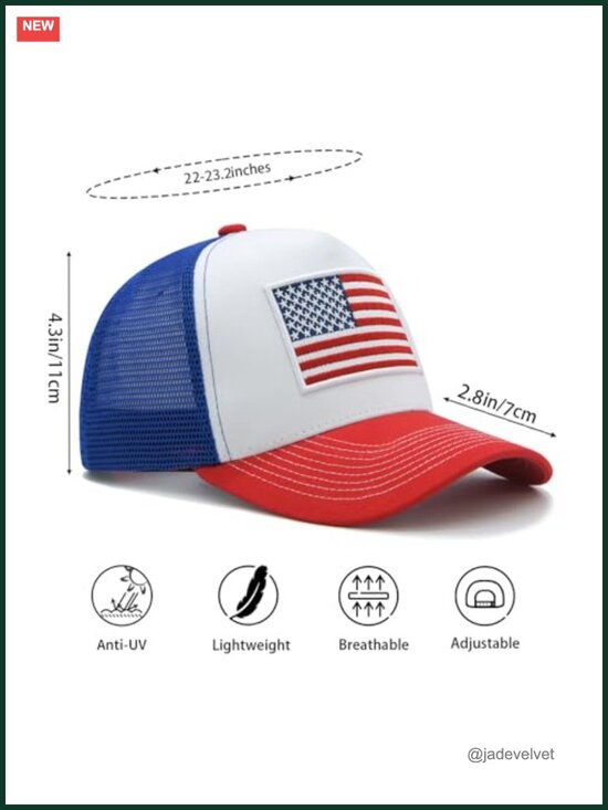 USA Flag Trucker Hat Adjustable Snapback Mesh Baseball Cap